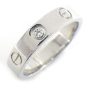 【最大3万円OFF★サマーセール&10日限定P3倍】 カルティエ Cartier リング ラブ SM B4050549 ミニラブ ウェディング バンド 1ポイント ダイヤモンド 0.02ct K18WG 9号 / #49 【中古】