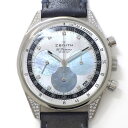 ゼニス ZENITH 腕時計 クロノマスター オリジナル 38mm 16.3200.3600/02.C907 573003 デイト クロノグラフ スモールセコンド 裏スケ 夜光針 9ポイント ダイヤインデックス ダイヤラグ ホワイト/ブルー シェル文字盤 SS レザーベルト 自動巻き 【中古】