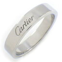 【最大3万円OFF★サマーセール&10日限定P3倍】 カルティエ Cartier リング C ドゥ カルティエ ウェディング バンド 幅4mm B4098100 エングレーブド ロゴ PT950 14.5号 / #55 【中古】