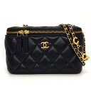 【最大3万円OFF★サマーセール&15日限定P3倍】 シャネル CHANEL ショルダーバッグ マトラッセ バニティ チェーン AP1341 ブラック ラムスキン ゴールド金具 【中古】