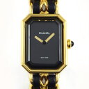 【最大3万円OFFクーポン配布中】 シャネル CHANEL 腕時計 プルミエール M H0001 オクタゴナル ブラック文字盤 チェーンブレス GP レザー クオーツアナログ 【中古】