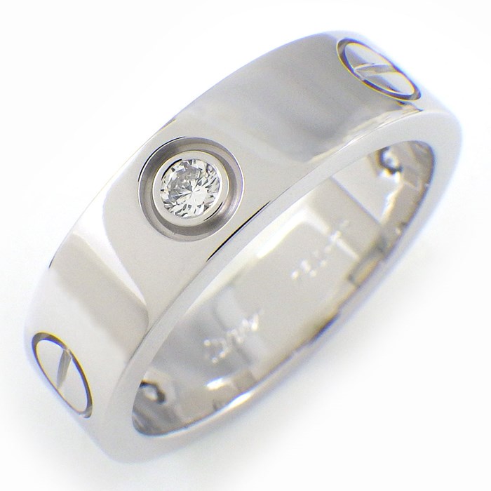 カルティエ Cartier リング ラブ クラシックモデル B4032555 3ポイント ダイヤモンド 計0.22ct K18WG 15号 / #55 【中古】