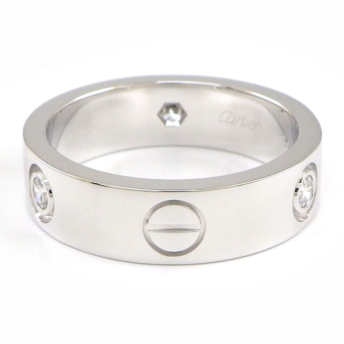 カルティエ Cartier リング ラブ クラシックモデル B4032555 3ポイント ダイヤモンド 計0.22ct K18WG 15号 / #55 【中古】