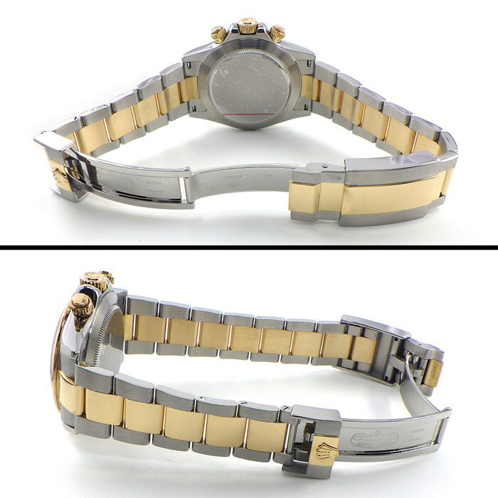 ロレックス Rolex 腕時計 コスモグラフ デイトナ 40mm 116523 G番 2010年 ルーレット刻印 クロノグラフ タキメーター スモールセコンド 裏スケ 夜光インデックス 夜光針 ネイビー文字盤 K18YG SS 自動巻き 【箱・保付き】 【中古】