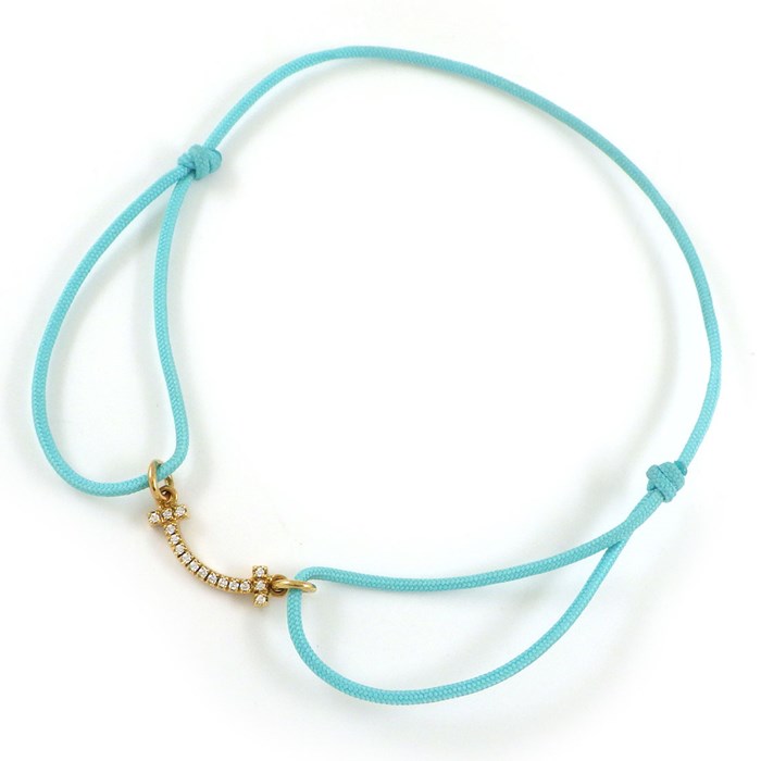 【最大3万円OFFクーポン配布中】 ティファニー Tiffany & Co. ブレスレット T スマイル ミニ マイクロ チャリティ 75081421 REPREVE Our Ocean ダイヤモンド 計0.04ct K18YG ティファニーブルー コード 【中古】