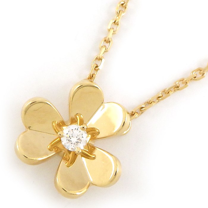 【20日限定★ポイント3倍】 ヴァンクリーフ＆アーペル Van Cleef & Arpels ネックレス フリヴォル ミニ VCARP0J100 フラワー 1ポイント ダイヤモンド 0.05ct K18YG 【箱・保付き】 【中古】のサムネイル