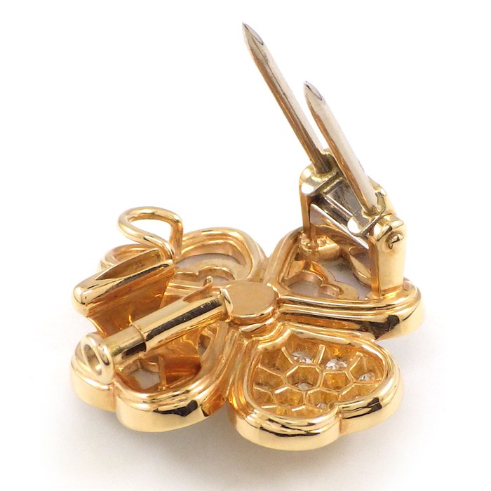 【レビュー1000件記念★対象品3％OFF&5日限定P3倍】 ヴァンクリーフ＆アーペル Van Cleef & Arpels ネックレス 兼 ブローチ コスモスクリップ MM VCARO5BV00 ホワイト シェル ダイヤモンド 計0.59ct K18PG 【箱・保付き】 【中古】