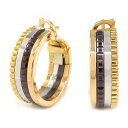 ブシュロン BOUCHERON ピアス キャトル クラシック JCO00481 フープ スリーカラー K18PG K18WG K18YG ブラウン PVD 【中...