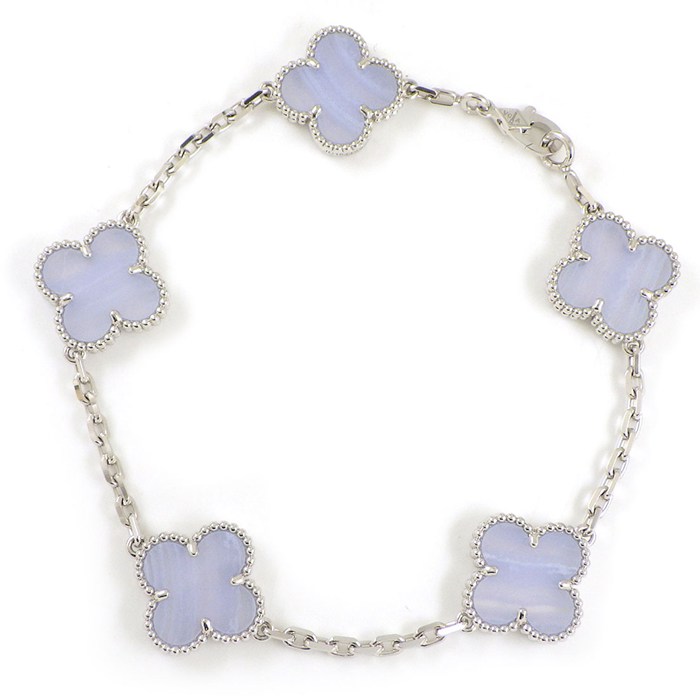 【30日限定★ポイント3倍】 ヴァンクリーフ＆アーペル Van Cleef & Arpels ブレスレット ヴィンテージアルハンブラ 5モチーフ VCARD34700 カルセドニー K18WG 【箱・保付き】 【中古】のサムネイル