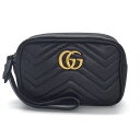 グッチ GUCCI ポーチ/クラッチバッグ GGマーモント リスト ウォレット 443438 DRW1T 1000 ブラック マトラッセ シェブロン レザー 【...