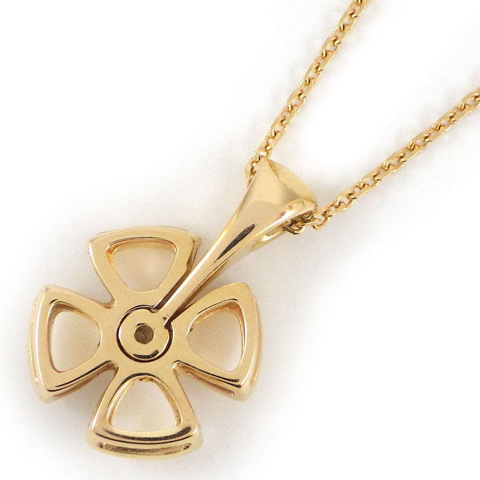 ブルガリ BVLGARI ネックレス フィオレヴァー 355324 オープン フラワー クローバー 1ポイント ダイヤモンド K18PG 【箱・保付き】 【中古】