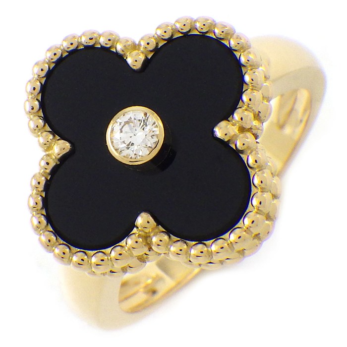 【30日限定★ポイント3倍】 ヴァンクリーフ＆アーペル Van Cleef & Arpels リング ヴィンテージアルハンブラ VCARA41000 オニキス 1ポイント ダイヤモンド 0.05ct K18YG 12号 / #52 【中古】のサムネイル
