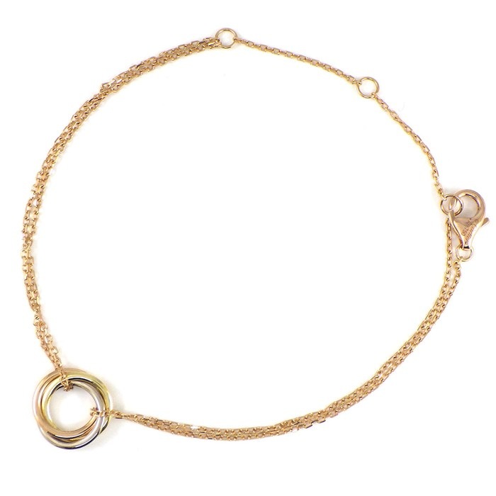 【最大3万円OFFクーポン配布中】 カルティエ Cartier ブレスレット スウィートトリニティ サークル ダブルチェーン スリーカラー K18PG K18WG K18YG 【中古】