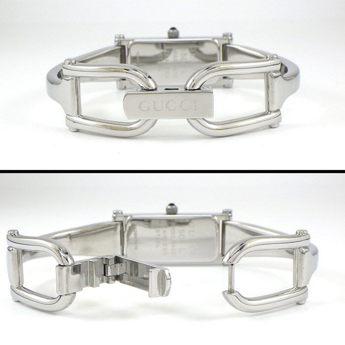 【最大1万円OFF★スプリングセール】 グッチ GUCCI 腕時計 バングルウォッチ 1500L ホースビット グリーン/レッド インデックス レクタンギュラー 花柄 サンレイ ゴールド文字盤 SS クオーツアナログ 【中古】