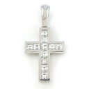 【30日限定★ポイント3倍】 カルティエ Cartier チャーム ペンダントトップ クロス パヴェ スクエアカット ダイヤモンド K18WG 【中古】
