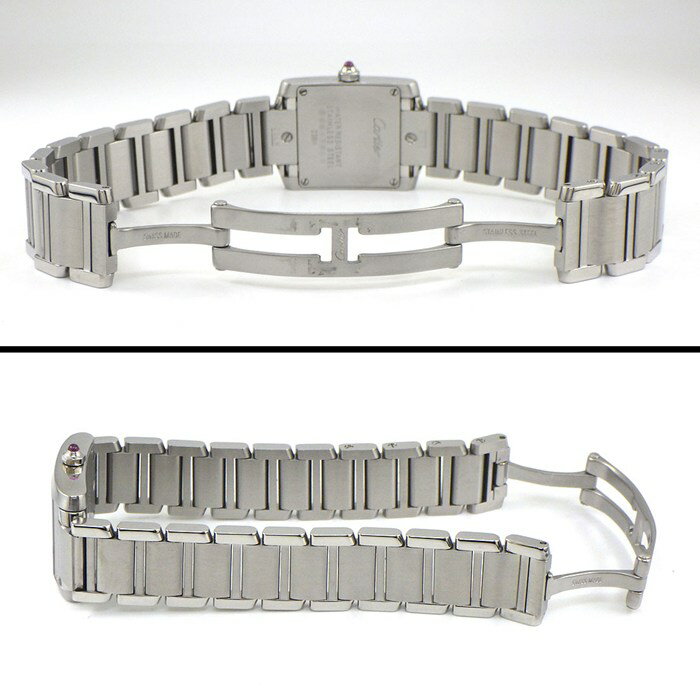 【最大1万円OFF★スプリングセール】 カルティエ Cartier 腕時計 タンクフランセーズ SM W51030Q3 2006年クリスマス限定 スクエア サンレイ 2Cロゴ ラズベリー文字盤 SS クオーツアナログ 【中古】