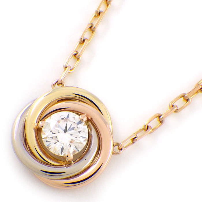 カルティエ Cartier ネックレス トリニティ スリーカラー 1ポイント ダイヤモンド K18PG K18WG K18YG 【中古】のサムネイル
