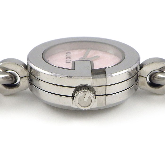 【最大1万円OFF★スプリングセール】 グッチ GUCCI 腕時計 Gチャーム 107 ピンクシェル文字盤 チェーン SS クオーツアナログ 【中古】