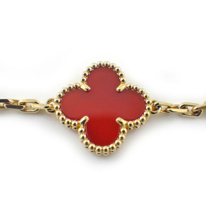 【レビュー1000件記念★対象品3％OFF&5日限定P3倍】 ヴァンクリーフ＆アーペル Van Cleef & Arpels ブレスレット ヴィンテージアルハンブラ 5モチーフ VCARD35500 カーネリアン K18YG 【箱・保付き】 【中古】