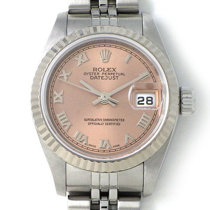ロレックス Rolex 腕時計 デイトジャスト 79174 K番 2001年製 サンレイ ピンク文字盤 ローマンインデックス デイト K18WG SS 自動巻き 【箱・保付き】 【中古】