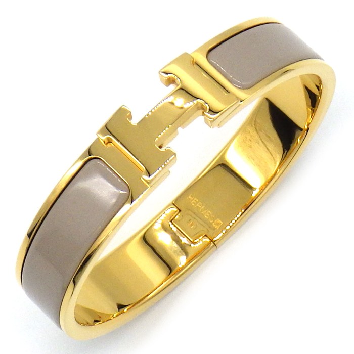 エルメス HERMES バングル クリックH PM H700001F マロングラッセ グレー ベージュ エナメル GP / #16 【中古】