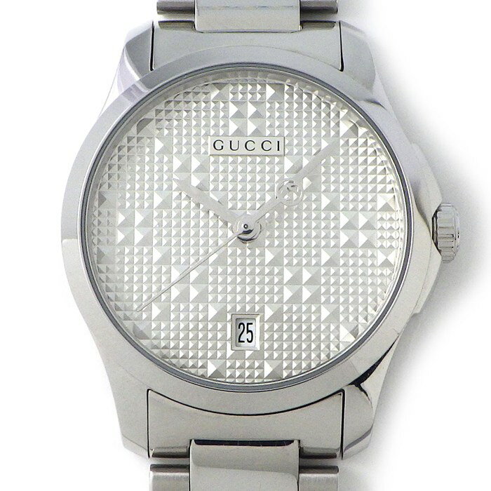 【20日限定★ポイント3倍】 グッチ GUCCI 腕時計 Gタイムレス 126.5/YA126551 シルバー文字盤 デイト SS クオーツアナログ 【中古】