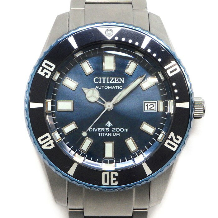 【20日限定★ポイント3倍】 シチズン CITIZEN 腕時計 プロマスター マリーンシリーズ メカニカルダイバー NB6026-56L/9051-A5XNB05 35周年記念限定モデル 世界限定4500本 デイト サンレイ ブルー文字盤 チタン 自動巻き 【箱・保付き】 【中古】