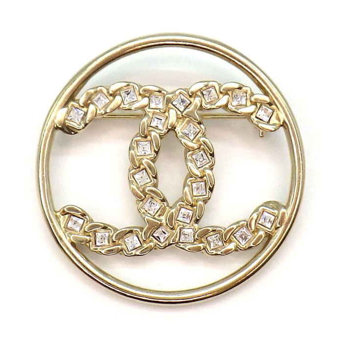 シャネル CHANEL ブローチ ココマーク 2019年 ラウンド サークル ラインストーン GP 【中古】