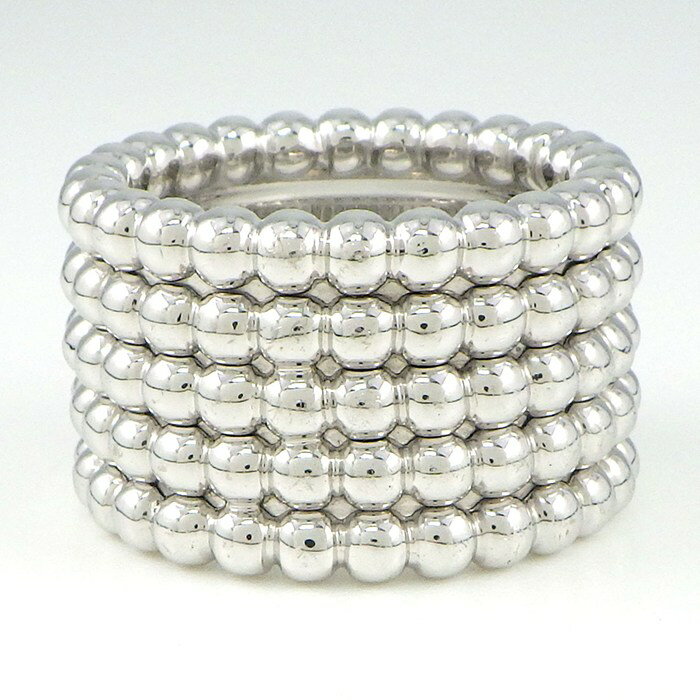 【レビュー1000件記念★対象品3％OFF】 ヴァンクリーフ＆アーペル Van Cleef & Arpels リング ペルレ ゴールドパール 5連 K18WG 12号 / #52 【中古】