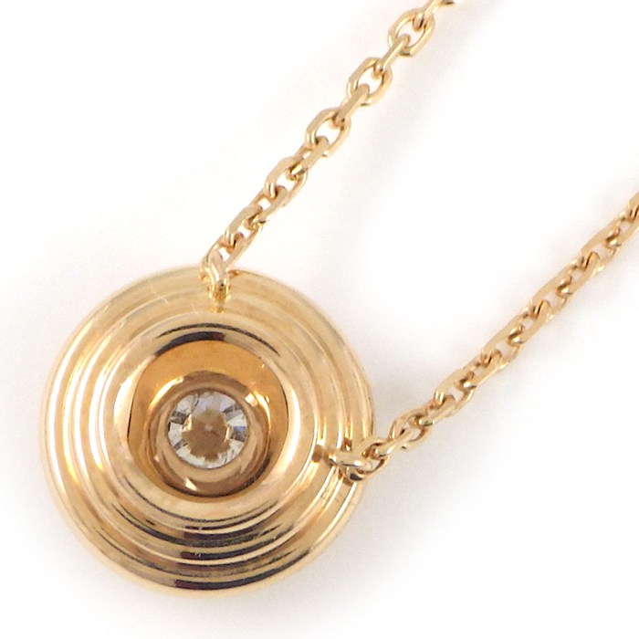 【終了間近！最大10888円OFF初売り★10日限定P3倍】 カルティエ Cartier ネックレス ダムール ディアマン レジェ ラウンド サークル パヴェ ダイヤモンド 計0.20ct(E/VVS2/EX) K18PG 【箱・保付き】 【中古】