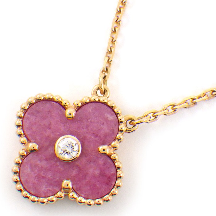 【30日限定★ポイント3倍】 ヴァンクリーフ＆アーペル Van Cleef & Arpels ネックレス ヴィンテージアルハンブラ VCARP7TD00 2021年ホリデー限定モデル 1ポイント ダイヤモンド ロードナイト K18PG 【中古】のサムネイル