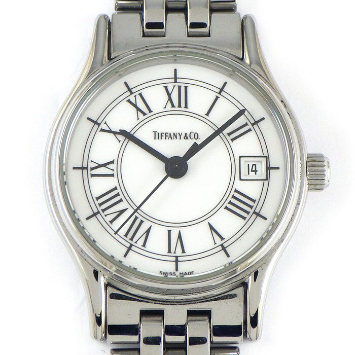 【20日限定★ポイント3倍】 ティファニー Tiffany & Co. 腕時計 クラシック ラウンド ホワイト文字盤 ローマンインデックス デイト SS クオーツアナログ 【中古】