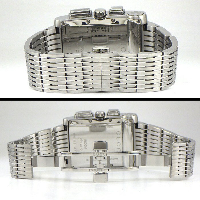 グッチ GUCCI 腕時計 Gメトロ 8600M レクタンギュラー ブラック文字盤 デイト クロノグラフ スモールセコンド 夜光針・インデックス SS クオーツアナログ 【中古】