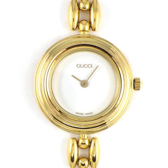 【最大3万円OFFクーポン配布中】 グッチ GUCCI 腕時計 チェンジベゼル 11/12.2 マルチカラーベゼル 5色付属 ホワイト文字盤 GP クオーツアナログ 【箱・保付き】 【中古】