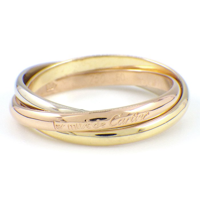 【終了間近！最大1万円OFF★クリスマスセール】 カルティエ Cartier リング トリニティ XS スリーカラー K18PG K18WG K18YG 9.5号 / #50 【中古】