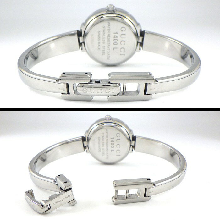 【最大1万円OFF★スプリングセール】 グッチ GUCCI 腕時計 バングルウォッチ 1400L ラウンド GG ロゴ ホワイトシェル文字盤 SS クオーツアナログ 【中古】