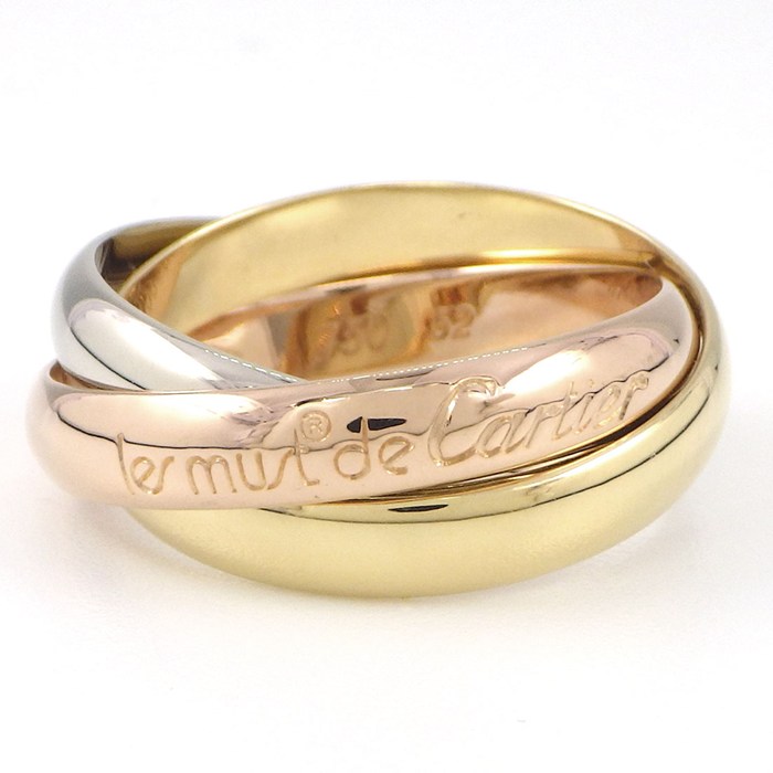 【最大10888円OFF初売りクーポン】 カルティエ Cartier リング トリニティ クラシックモデル MM スリーカラー K18PG K18WG K18YG 12号 / #52 【中古】