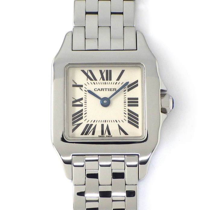 【最大3万円OFFクーポン配布中】 カルティエ Cartier 腕時計 サントス ドゥモワゼル SM W25064Z5 スクエア アイボリー文字盤 SS クオーツアナログ 【中古】
