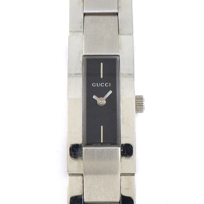 グッチ GUCCI 腕時計 4600L レクタンギュラー ブラック文字盤 SS クオーツアナログ 【中古】