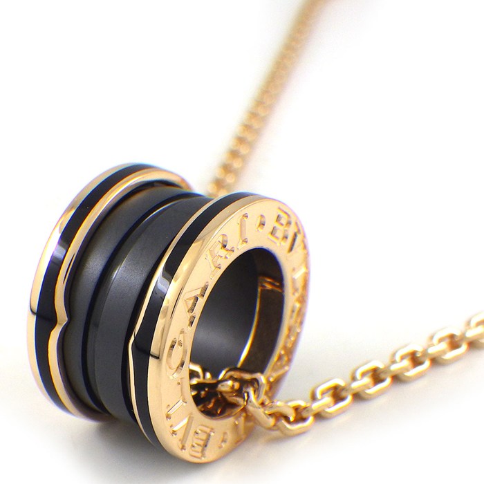 樂天商城 - 【15日限定★ポイント3倍】 ブルガリ BVLGARI ネックレス B-zero1 ビーゼロワン 358050 マット ブラック セラミック K18PG 【箱・保付き】 【中古】