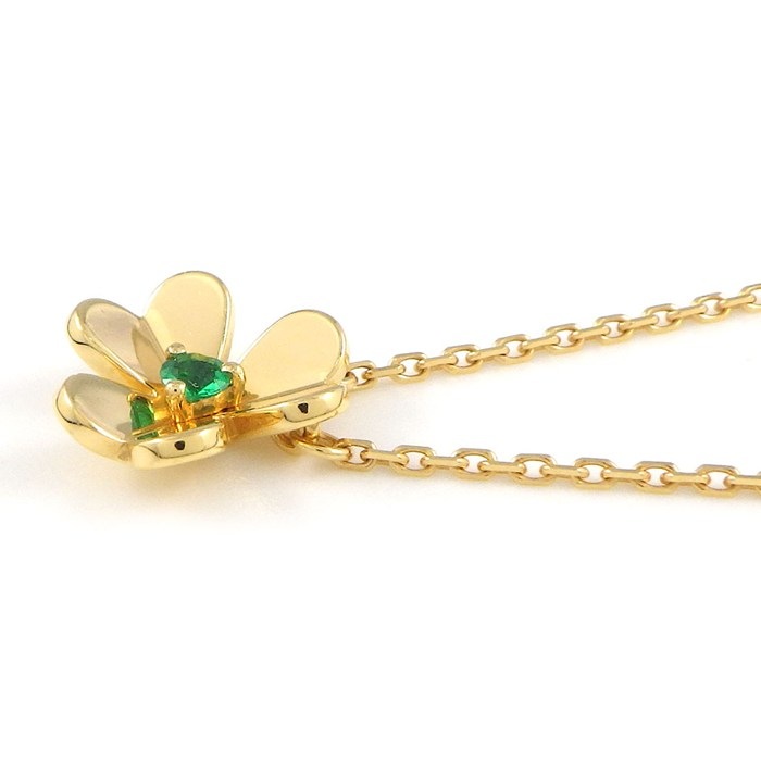 【レビュー1000件記念★対象品3％OFF】 ヴァンクリーフ＆アーペル Van Cleef & Arpels ネックレス フリヴォル ミニ VCARP7SB00 1ポイント エメラルド 0.04ct K18YG 【中古】