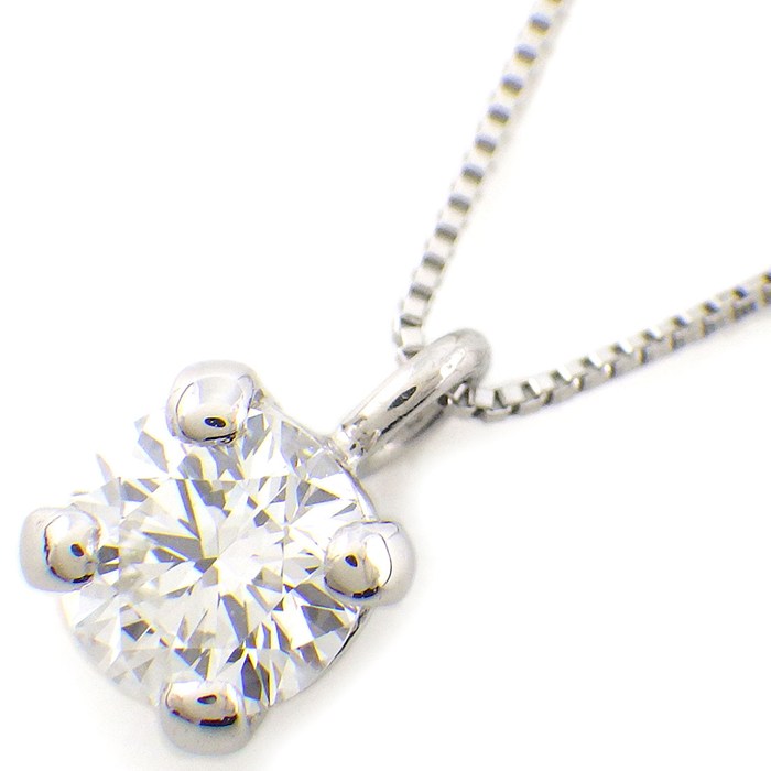 乐天商城 - 【ダイヤモンド】 ネックレス ソリティア 1ポイント ラウンドブリリアントカット ダイヤモンド 0.513ct(F/VS1/GD) PT900 PT850 【中古】
