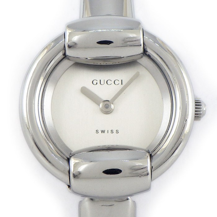 グッチ GUCCI 腕時計 バングルウォッチ ラウンド 1400L シルバー文字盤 SS クオーツアナログ 【中古】