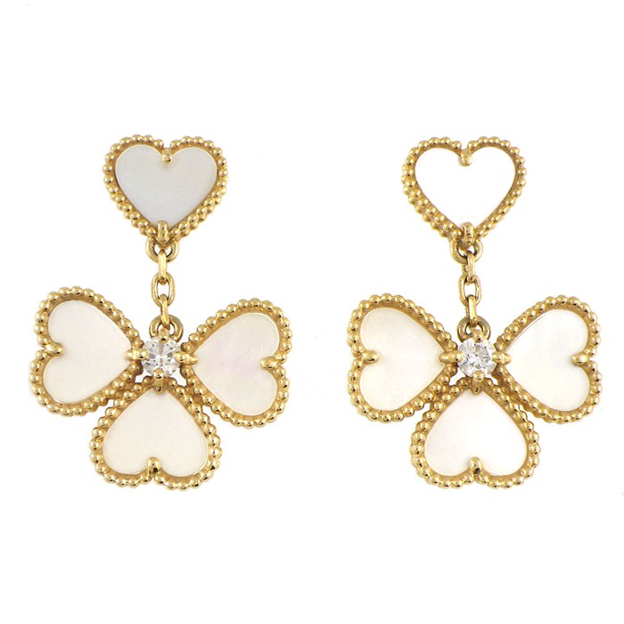 【新品】イエローゴールド　マザーオブパール ヴィンテージ アルハンブラ ペンダント 18K ホワイトゴールド, マザー