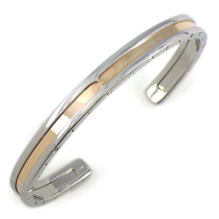 ブルガリ BVLGARI バングル B-zero1 ビーゼロワン オープン ロゴ 2カラー K18YG SS / #sm 【中古】