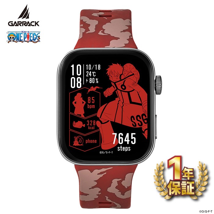 【新品・1年保証】【終了間近！最大10888円OFF初売り★10日限定P3倍】 ギャラック GARRACK 腕時計 スマートウォッチ ONE PIECE コラボ モンキー・D・ルフィ HUC-OP-FT3-L レッド 文字盤 アルミニウム シリコンベルト バッテリー充電 【箱・保付き】