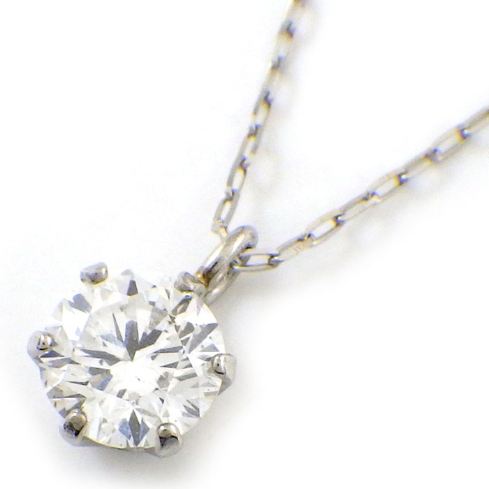 乐天商城 - 【ラウンドブリリアントカットダイヤモンド】 ネックレス ソリテール ソリティア 1ポイント ラウンドブリリアントカット ダイヤモンド 0.302ct(E/SI2/GD) PT900 PT850