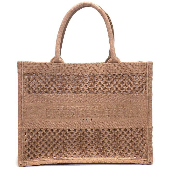 ディオール Dior トートバッグ ブックトート ミディアム 50-MA-0290 ピンク メッシュキャンバス エンブロイダリーキャンバス 【中古】