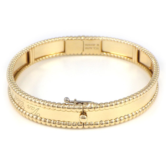 【レビュー1000件記念★対象品3％OFF】 ヴァンクリーフ＆アーペル Van Cleef & Arpels バングル ペルレ シニアチュール ミディアム VCARP3K600 K18YG / #M 【中古】
