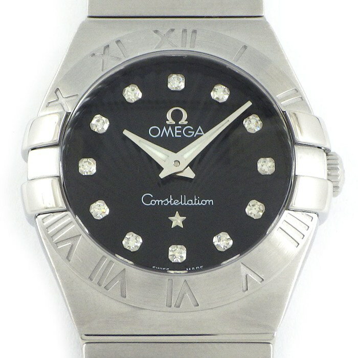 【15日限定★ポイント3倍】 オメガ OMEGA 腕時計 コンステレーション 123.10.24.60.51.001 12ポイント ダイヤインデックス ギョーシェ ブラック文字盤 SS クオーツアナログ 【中古】